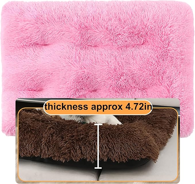 Dog Crate Mat, Dog Bed for Large Dogs, Comfy Fluffy Kennel Pad Anti-Slip for Dog beds & Furniture, Quilted Dog Bed for Pets for Medium/Small Dogs Cats (Color : Pink 3, Size : 36x25)