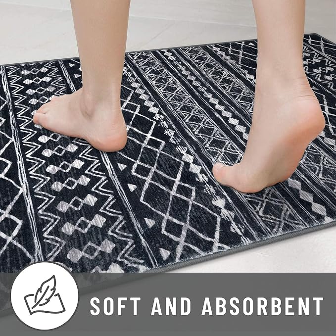 KUTA Boho Moroccan 3x5 Entryway Rug, Ultra Soft Distressed Geometric Print