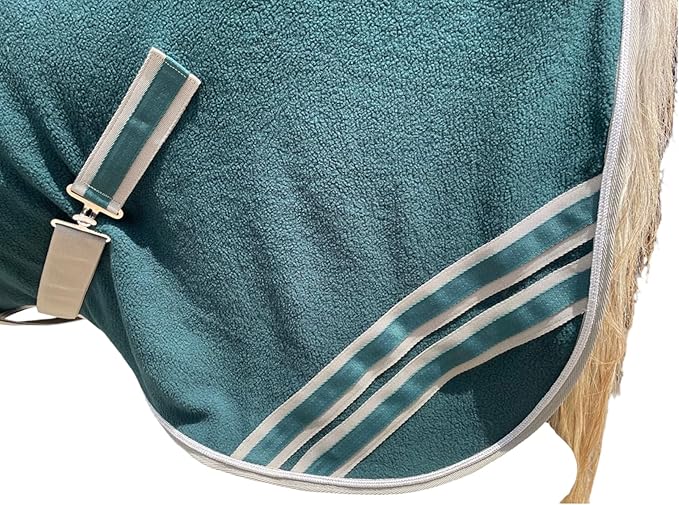 Majestic Ally Anti Pill Fleece Horse Blanket/Sheet with Silver Braided Rope (Hunter Green, 78)