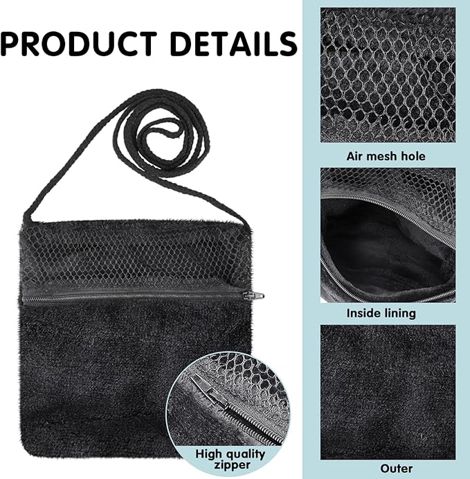 Sweetude 2 Pcs Sugar Glider Bonding Pouch Small Animal Outgoing Sleeping Bag Breathable Small Animal Carry Pouch with Shoulder Strap for Marmosets Squirrels Hamsters and Other Pets(Black)