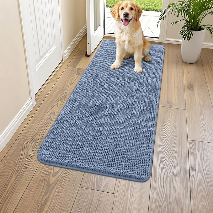 Smiry Dog Door Mat for Muddy Paws 44x24, Absorbent Dirt Trapper, Non-Slip