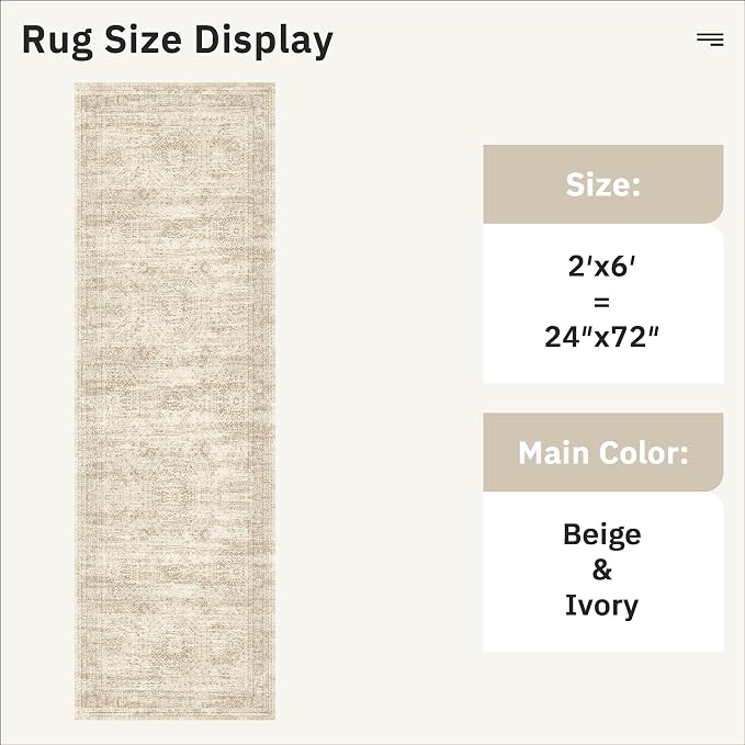 Soalmost Runner Rug 2'x6' Washable Non-Slip Runner Rugs