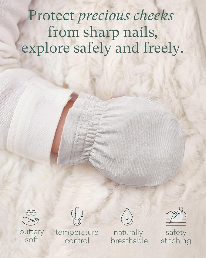 SuperSoft Baby Mittens, Bamboo Viscose Infant Newborn Mittens for Girls Boys No Scratch Gloves 6 Pack