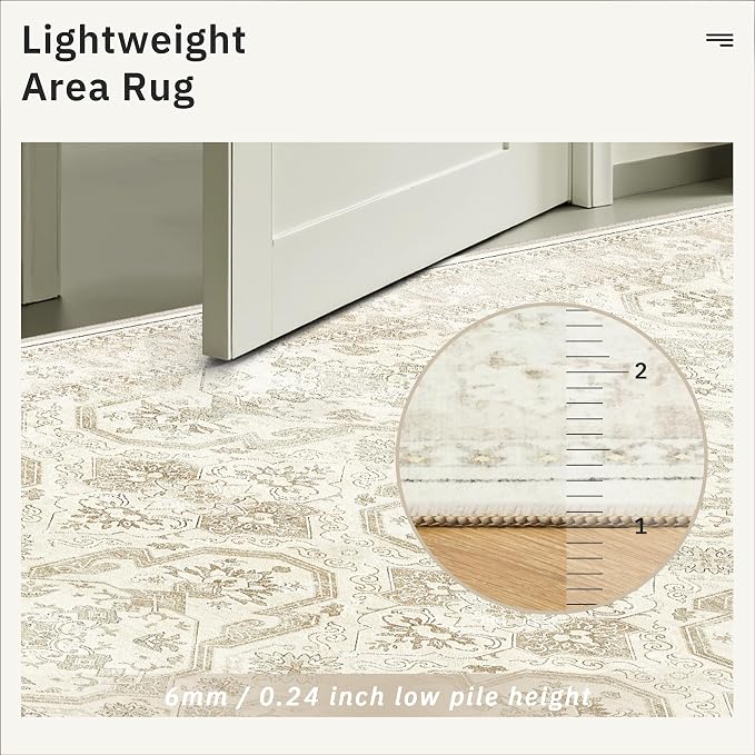 Soalmost 7x9 Area Rug for Living Room Washable Abstract Vintage Soft Thin