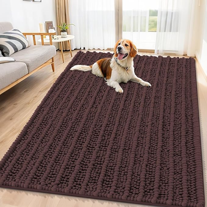 Smiry Dog Door Mat for Muddy Paws 71x46, Absorbent Dirt Trapper, Non-Slip