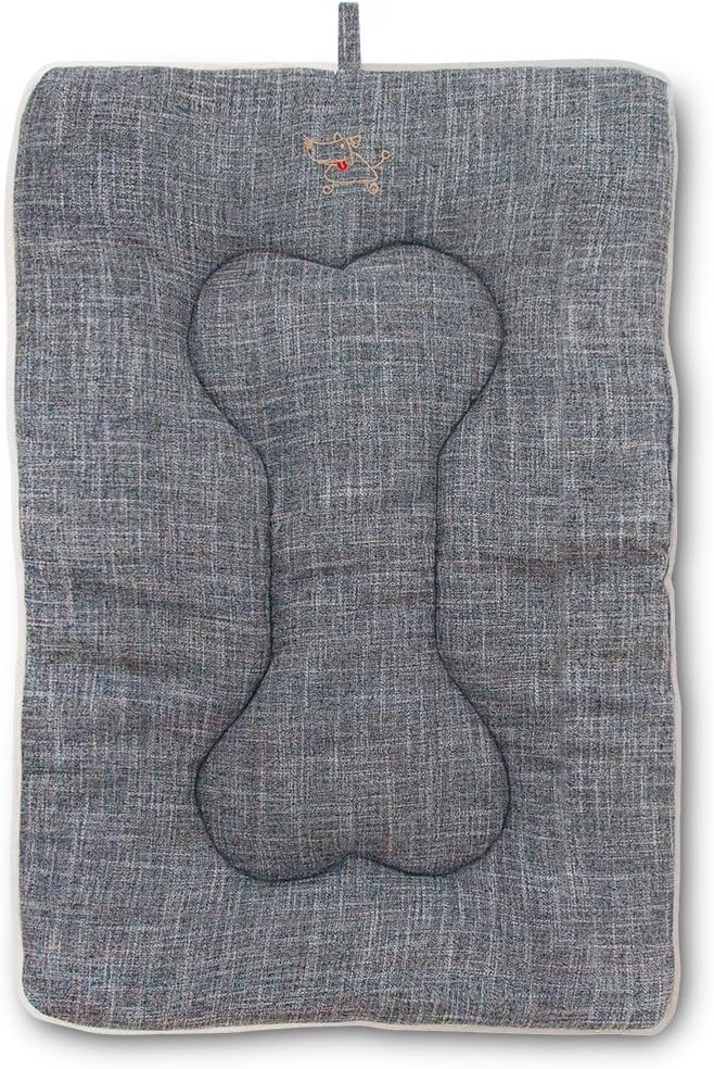 Best Pet Supplies Machine Washable Dog Crate Mat – Double-Sided Kennel Pad - Gray Linen, S (24 x 17)