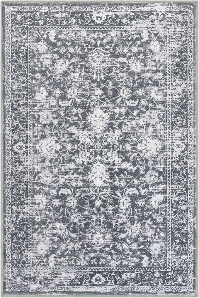 KILOCOCO Area Rug 6x9 Living Room Rug Washable Printed Vintage Floral Non Slip