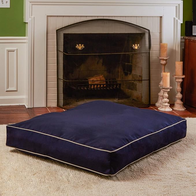 Charlie Rectangle Indoor/Outdoor Pillow Style Dog Bed, Navy, Large (36" x 48")