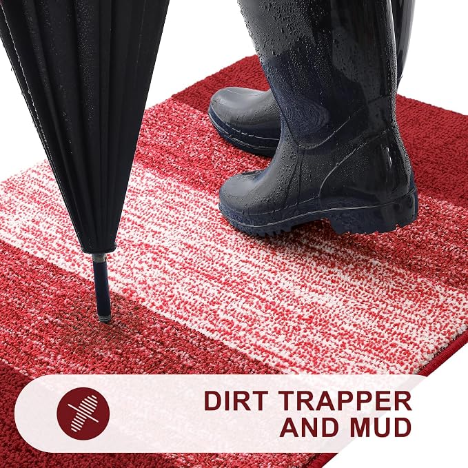 Kitinjoy Indoor Outdoor Door Mat, 32x20 Non-Slip Absorbent Dirt Trapper
