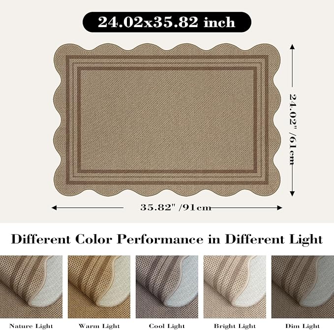 Easy Jute Outdoor Mats for Front Door, 2x3 Small Washable Kitchen Rugs