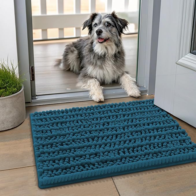 Smiry Dog Door Mat for Muddy Paws 24x16, Absorbent Dirt Trapper, Non-Slip