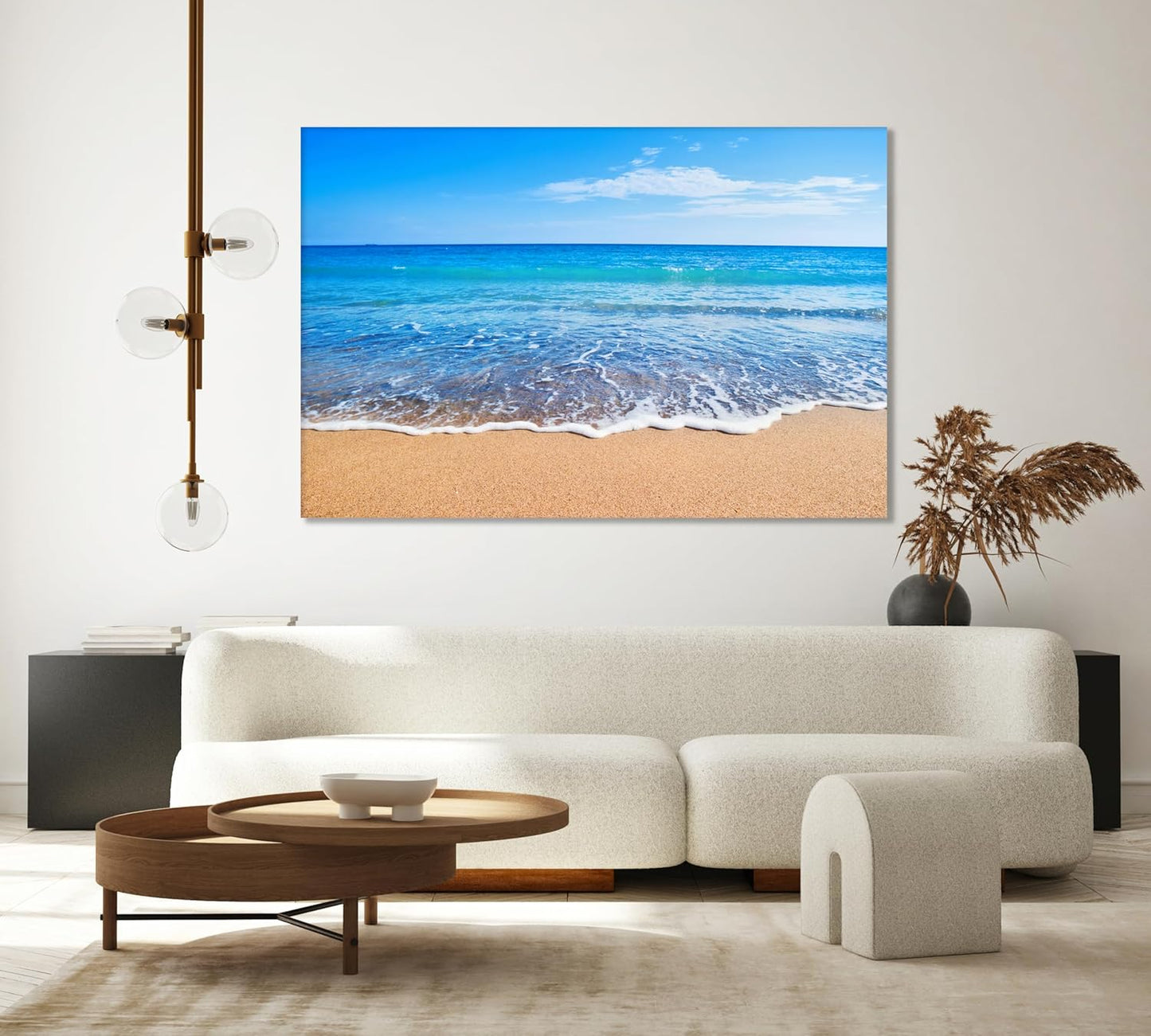 Nature Wall Art Prints - Ocean Forest Mountain Lake Canvas Landscapes - Small to Extra Large Living Room Bedroom Kitchen Bathroom Décor (Sandy Ocean Beach, 20L" x 30W")