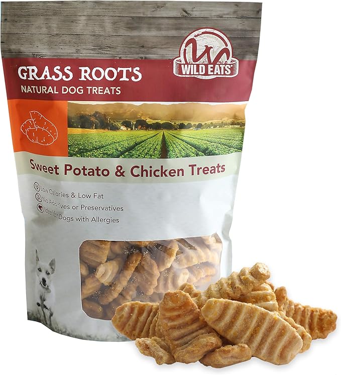 Wild Eats Sweet Potato & Chicken Treats for Dogs 12 oz. (Low Calorie, Low Fat Alternative to Traditional Dog Biscuits, Cookies, and Bones) Healthy Dog Treats Perfect for Training