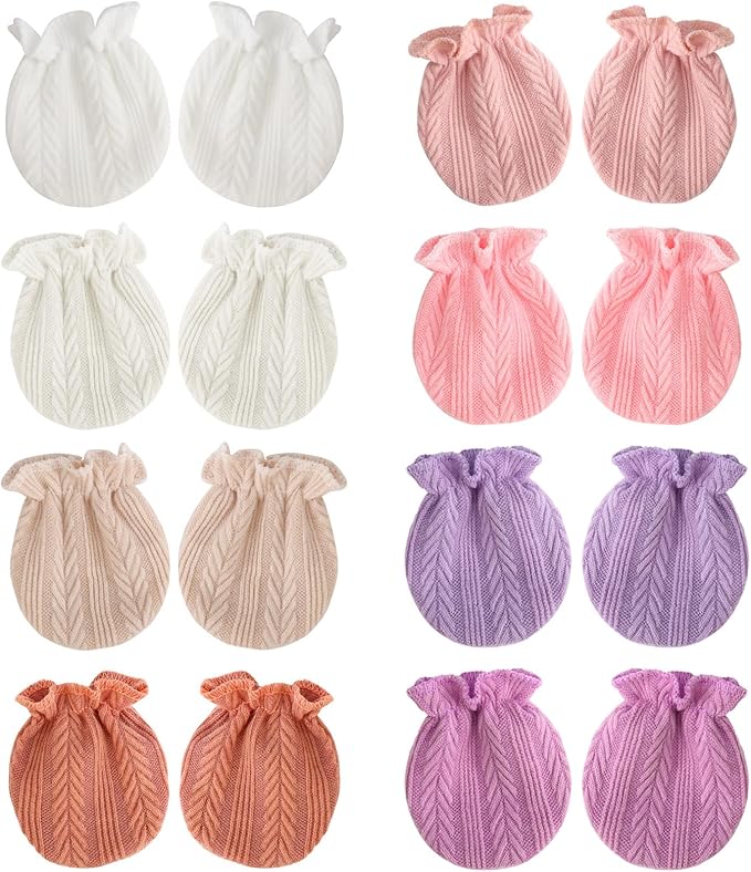 BQUBO Newborn Infant Toddler Mittens No Scratch Cotton Elastic Wrist Gloves Hypoallergenic for 0-6 Months Baby Boys Girls
