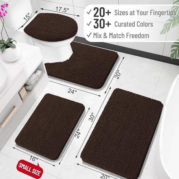 OLANLY Toilet Rugs U-Shaped 24x24, Extra Soft Absorbent Chenille Contour