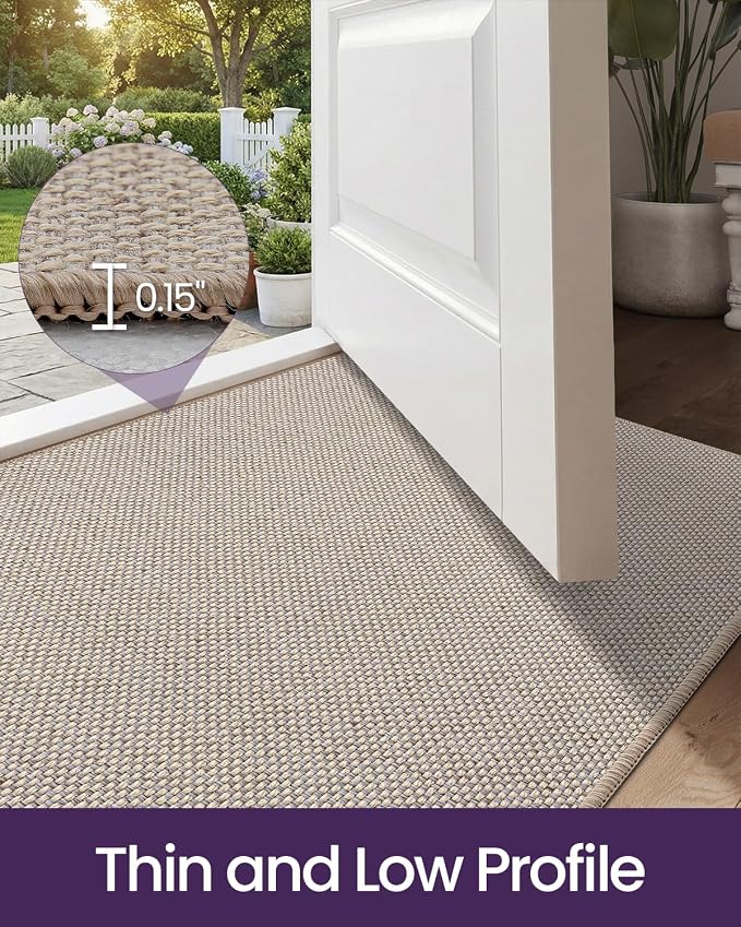 DEXI Ultra Thin Door Mat Indoor Entrance 48x72, Non Slip Rubber Backed Entryway
