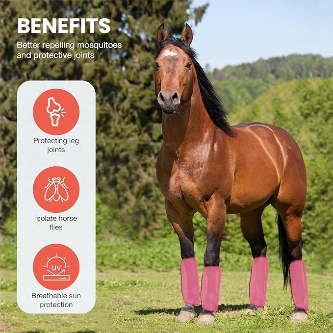 Mesh Fly Boots Horse Fly Boots Mesh Fly Wraps Leg Guard for Horse Set of 4