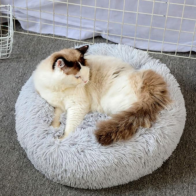 Warming Round Dog Bed for Small, Medium and Large Dogs & Cats, Short & Long Plush Pet Bed, Luxurious Faux Fur Donut Cuddler, Bolster Pet Bed & Sofa, Machine Washable 40CM 16Inch