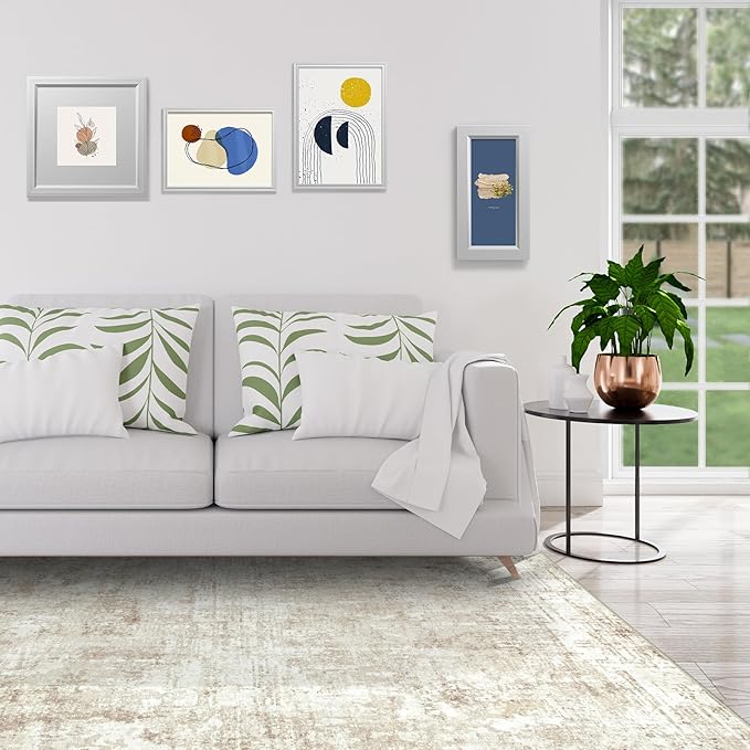 8x10 Area Rugs for Living Room Rug Washable: Modern Large Rug for Dining Room Bedroom Carpet Non Slip 8 by 10 Indoor Abstract Nursery Home Office Beige