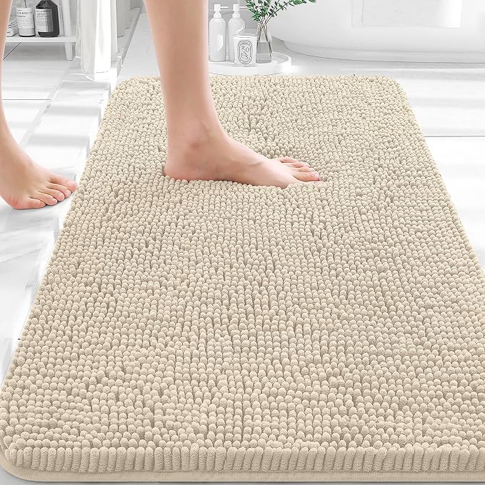 OLANLY Bathroom Rugs 30x20, Extra Soft Absorbent Chenille Bath Rugs, Rubber