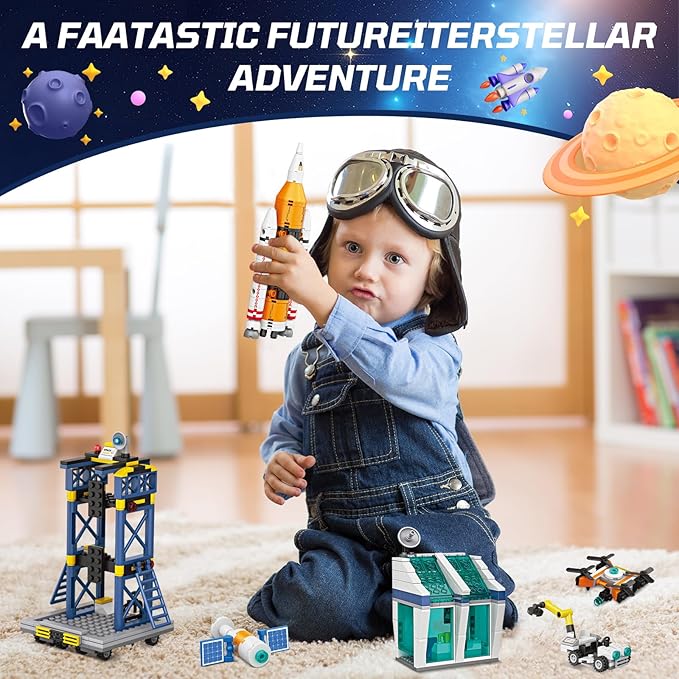 Exploratory Building Blocks Set: 461PCS Rocket, Space Shuttle, Moon Buggy, and Satellite Kit - STEM Learning with Space Capsule - Ideal for 6-12 Year Old Boys