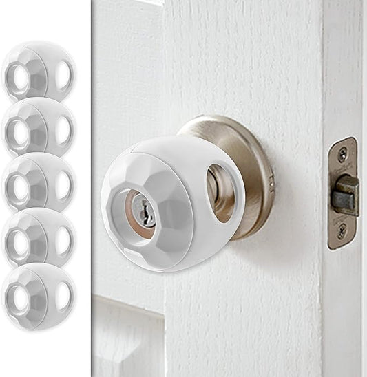Door Knob Safety Cover for Kids - 5 Pack - Baby Proof Door Knob Covers - Door Locks for Kids Safety Child Proof - White
