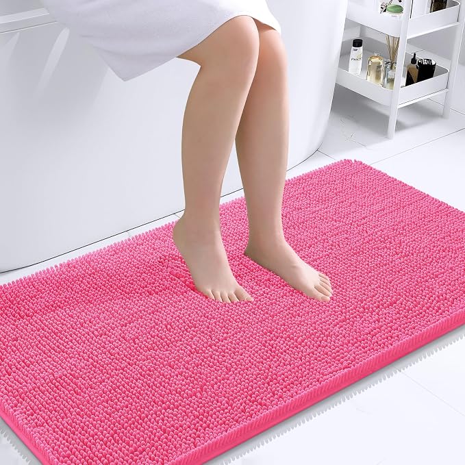 OLANLY Bathroom Runner Rugs 44x24, Soft Absorbent Chenille Bath Rugs, Rubber