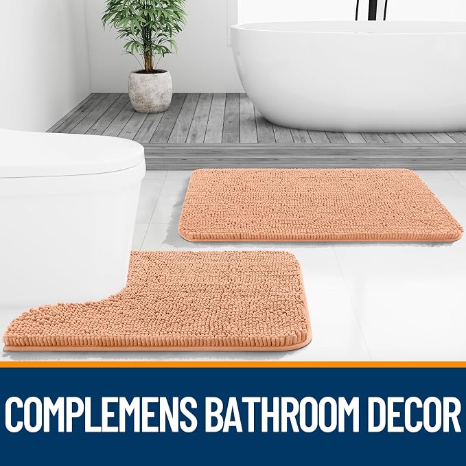 OLANLY Bathroom Rugs 36x24, Extra Soft Absorbent Chenille Bath Rugs, Rubber