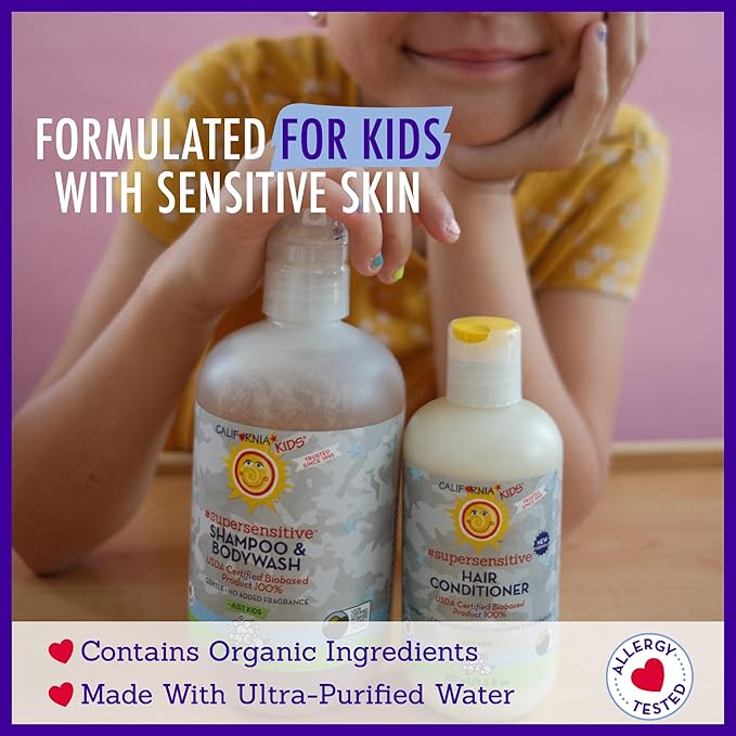 California Kids Super Sensitive Unscented Shampoo and Bodywash | 100% Plant-Based | Gentle Skincare | Fragrance Free | Hypoallergenic | 251 mL / 8.5 fl. oz.