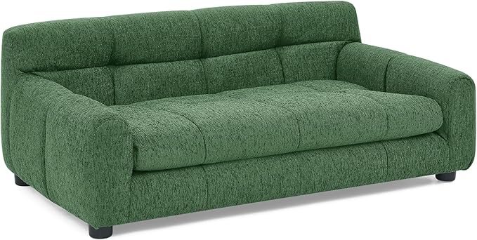 Soft and Comfortable Dog Couch Bed,Elevated Large Dog Sofa with Backrest and Armrestsmodern Rectangular pet Sofas,pet Furniture. Dry Cleanable Fabric Furniture for Medium and Large Dogs (Green)