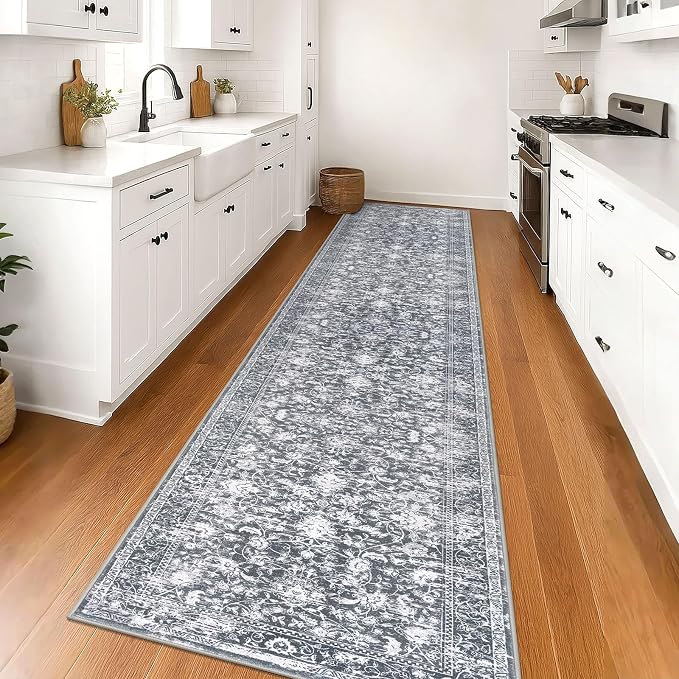 KILOCOCO Runner for Hallway 3x16 Runner Rug Printed Vintage Floral Washable Rug