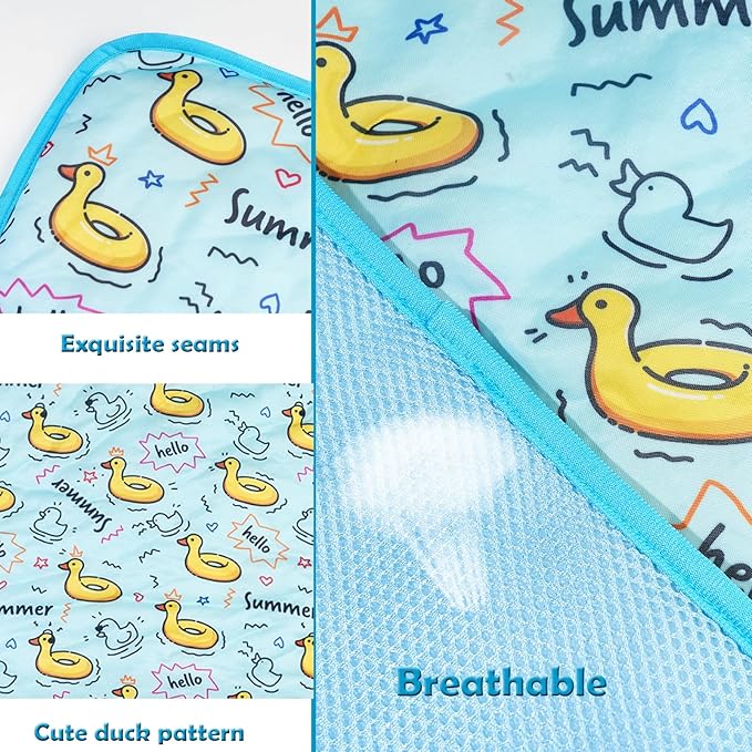 SEIS Dog Ice Pad Ice Silk Cats Kennel Mat Pet Cooling Pad Summer Cool Bamboo Mat Breathable Pad (Duck, S)