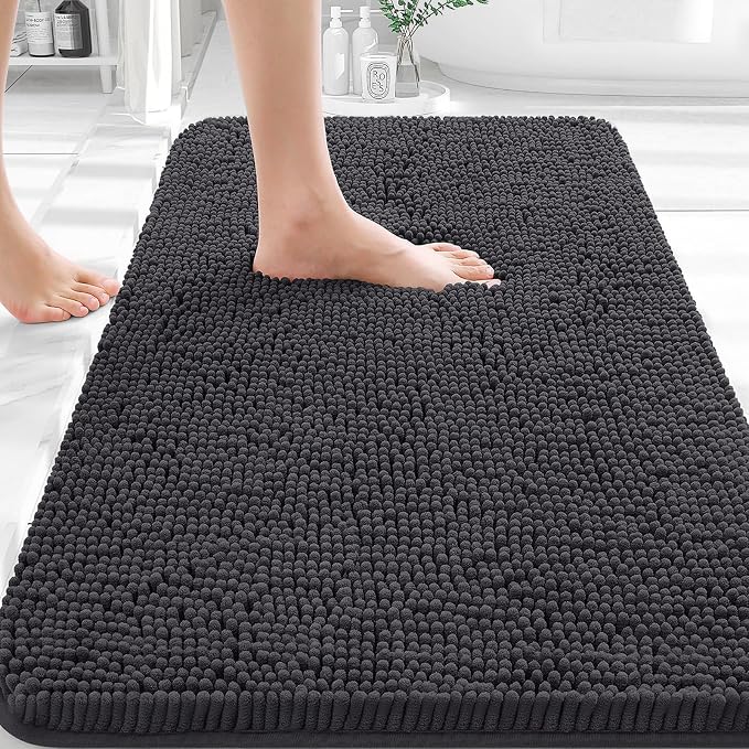 OLANLY Bathroom Rugs 30x18, Extra Soft Absorbent Chenille Bath Rugs, Rubber