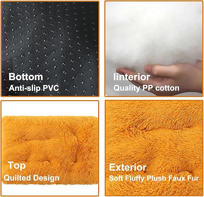Dog Crate Mat, Dog Bed for Large Dogs, Comfy Fluffy Kennel Pad Anti-Slip for Dog beds & Furniture, Quilted Dog Bed for Pets for Medium/Small Dogs Cats (Color : Yellow, Size : 30x21)