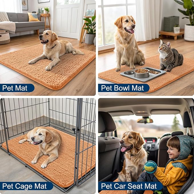 Smiry Dog Door Mat for Muddy Paws 47x24, Absorbent Dirt Trapper, Non-Slip