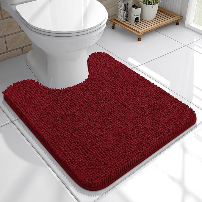 OLANLY Toilet Rugs U-Shaped 20x20, Extra Soft Absorbent Chenille Contour