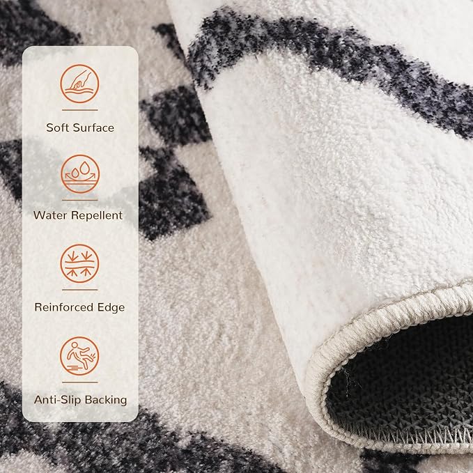 BESTSWEETIE Area Rug 2x6 Rug Machine Washable Non-Slip Low Pile Print Pattern