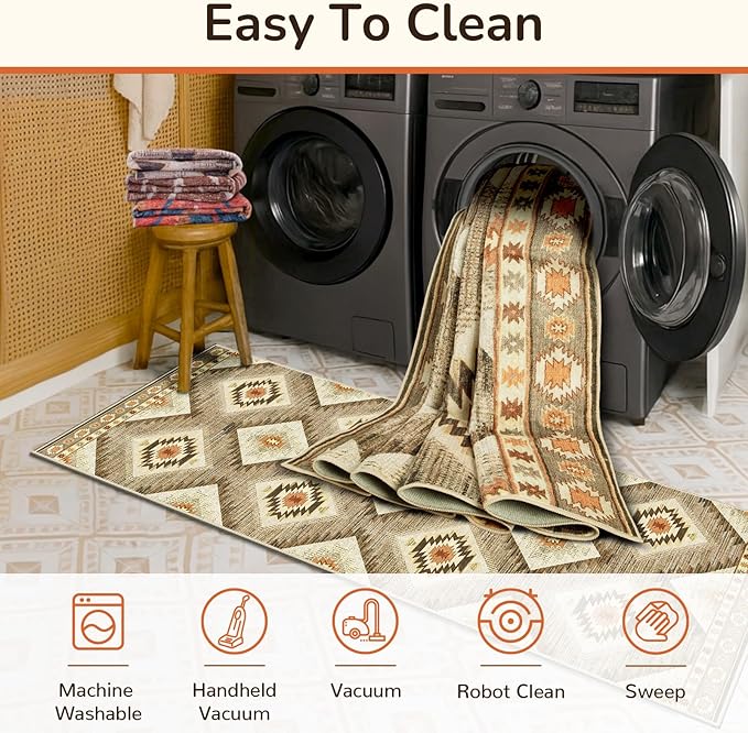 BESTSWEETIE Area Rug 4x6 Rug Machine Washable Non-Slip Low Pile Print Pattern