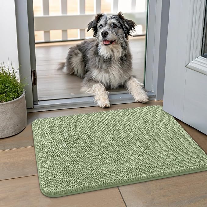 Smiry Dog Door Mat for Muddy Paws 24x16, Absorbent Dirt Trapper, Non-Slip