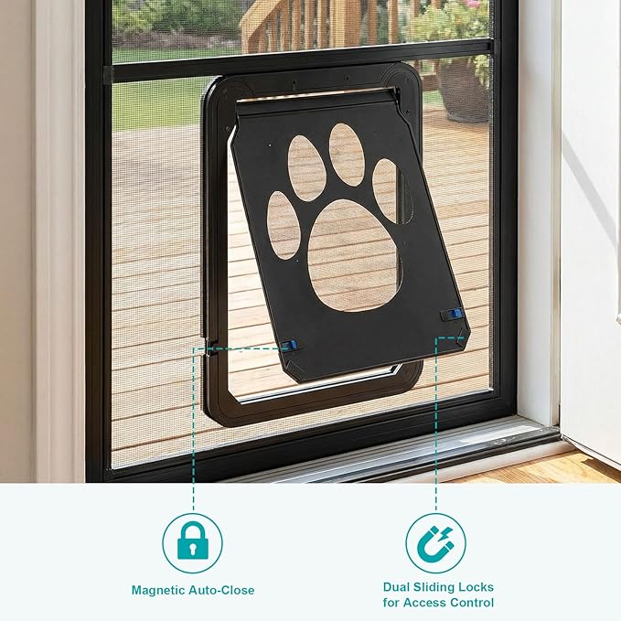 Ownpets Dog Screen Door, Inside Door Flap 12x14x0.4 Inch, Lockable Pet Screen Door, Magnetic Self-Closing Screen Door with Locking Function, Sturdy Screen Door for Dogs Cats