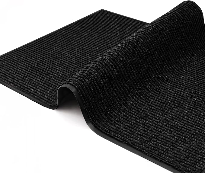 Large Door Mat 3' x 5' Black, Heavy Duty Commercial Floor Mat, Industrial Floor
