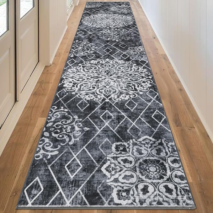 HEBE Hallway Runner Rug 2'8''x14' Washable Vintage Distressed Area Rugs Non