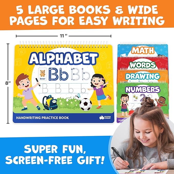 Magic Grooved Writing Practice for Kids - Grooved Handwriting Practice for Kids 5-7 8-10- Magic Copybooks for Kids Letter Tracing Books for Ages 3-5 Toys for Ages 5-7 - Preschool Learning Activities