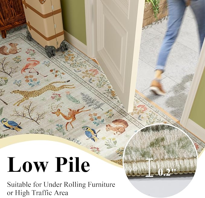 DUKINO 9x12 Rug, Washable Animal Living Room Rug