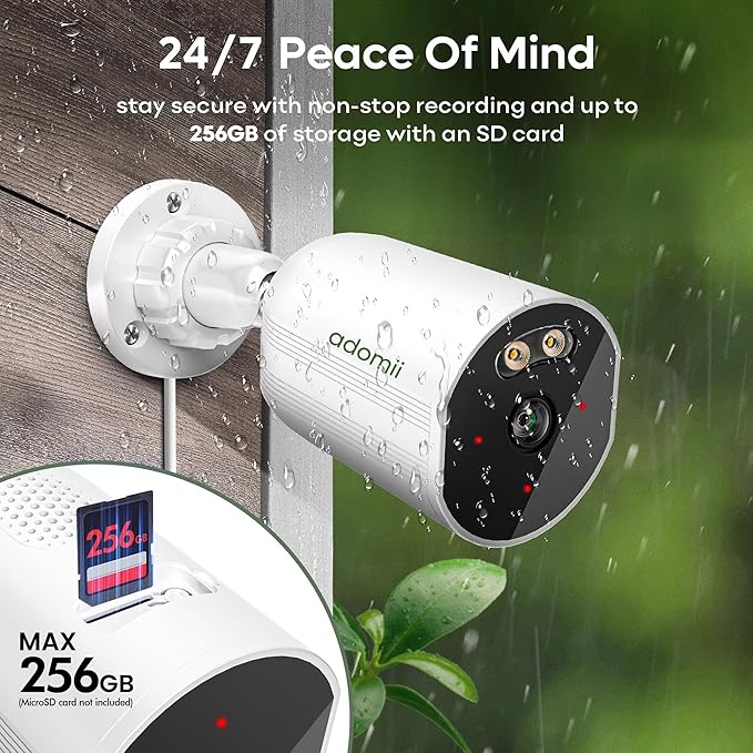 2K Security Cameras Wireless Outdoor, 33ft Night Vision, IP65 Weatherproof, 2-Way Audio Home Security WiFi Camera Motion Detector for Home Security