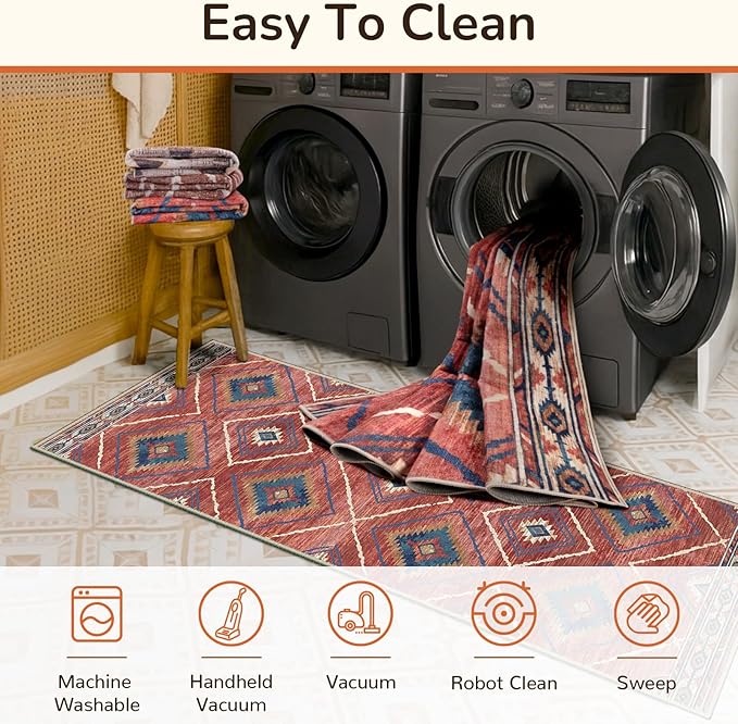 BESTSWEETIE Area Rug 4x6 Rug Machine Washable Non-Slip Low Pile Print Pattern