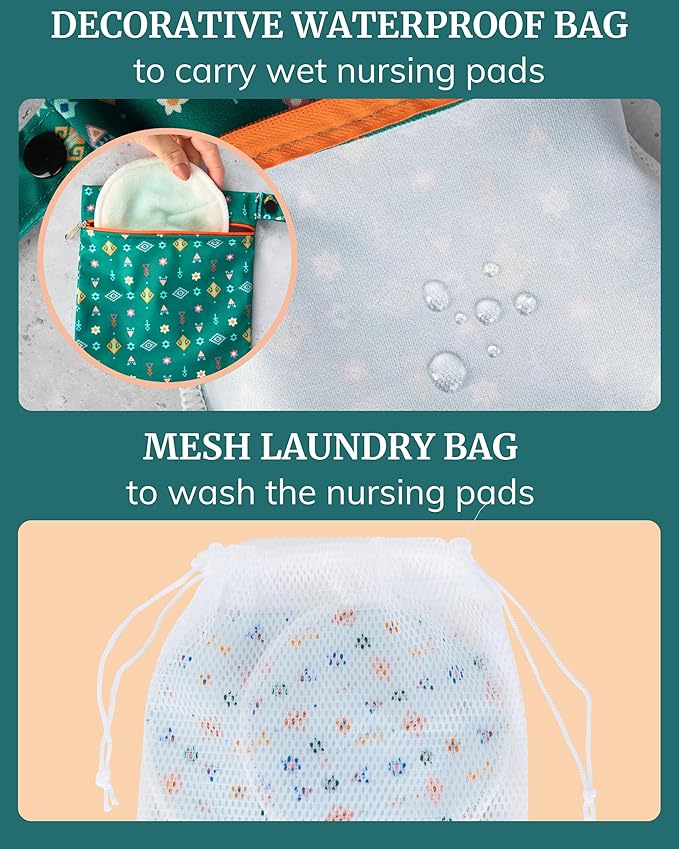 Nursing Pads - Breast Pads for Leaking Milk - Reusable & Washable Breastfeeding Pads - Stay Dry Longer - Almohadillas y Protectores de Lactancia - Viscose derived from Bamboo - 10 Pads
