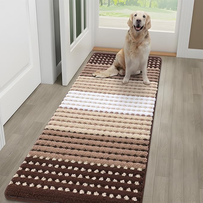 Kitinjoy Indoor Outdoor Door Mat, 59x20 Non-Slip Absorbent Dirt Trapper