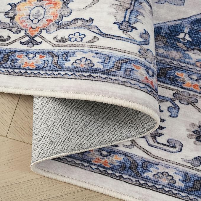 Rugcomf Vintage Medallion Kitchen Rugs Non Slip Washable 2'7"x8'