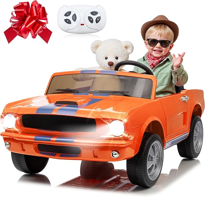 24V 2 Seater Ride on Toys, Licensed Shelby Cobra Kids Power Car Wheeler Ride On Toy w/ 2WD/4WD Switchable, Remote Control, 19" Spacious Seat, 4 Spring Suspension, Music, Bluetooth